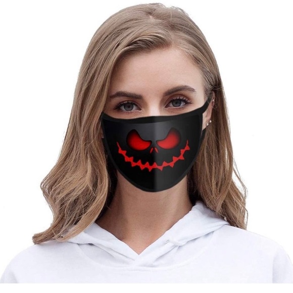 Red Carved Pumpkin Halloween Mask New - Picture 3 of 3